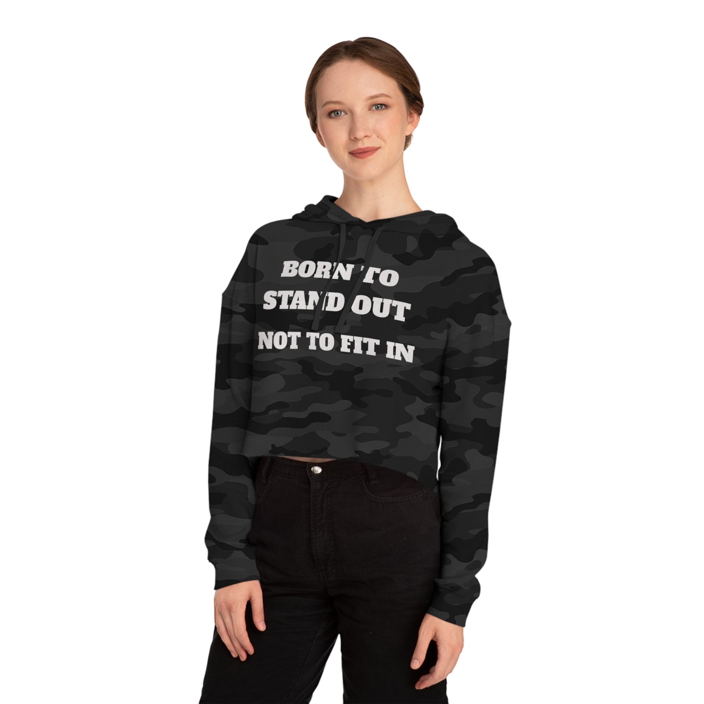 Cropped Hoodie Sweatshirt - Elite Swag Apparel Black Camo Design