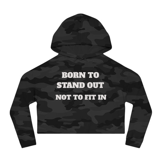 Cropped Hoodie Sweatshirt - Elite Swag Apparel Black Camo Design